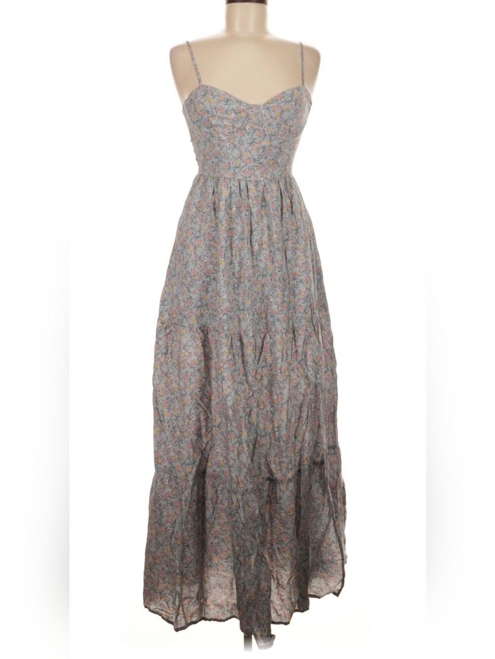 ❤️ 2/$60 Altar'd State Pale Blue Gray Pink Yellow Floral Maxi Dress Size XS